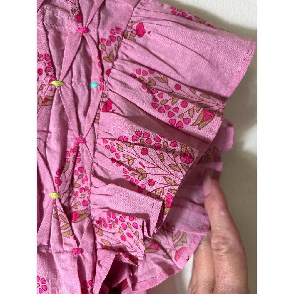 THML Pink Floral Flutter Sleeve Cotton Shirt Sz XS - Picture 4 of 5